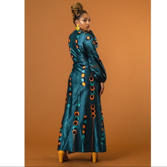 SAMPLE: Ankara Silk Wrap Dress - Picture 3 of 4